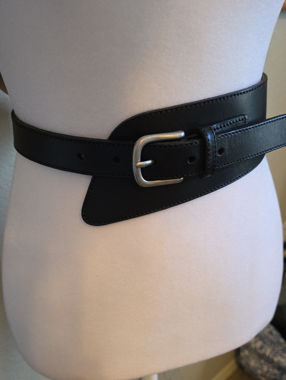 Banana Republic Genuine Black Leather Women's Belt with Silver Buckle
